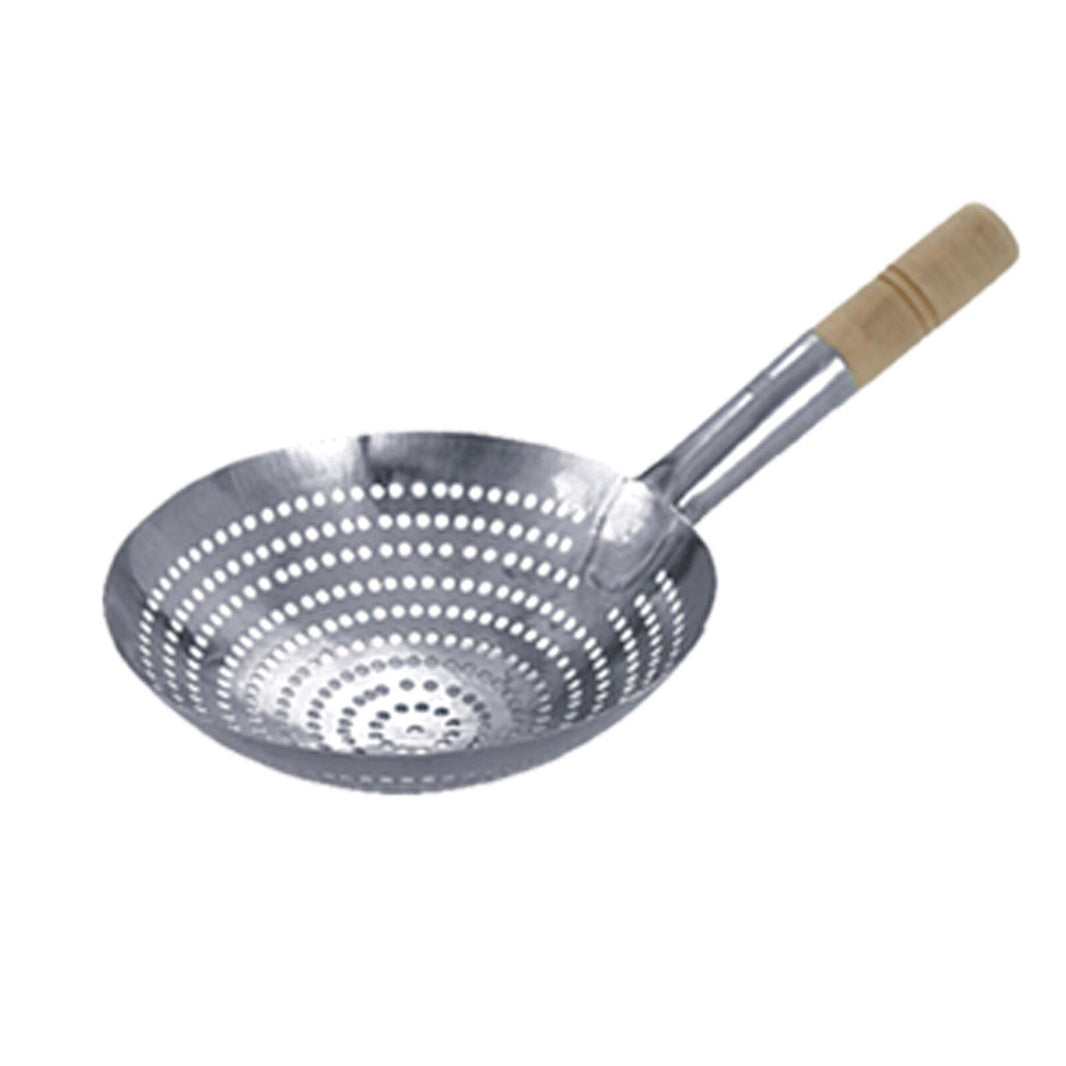 Wok Sieb Ø 30cm Metallsieb Abtropfsieb Durchschlag Rundsieb Seiher mit Holzgriff