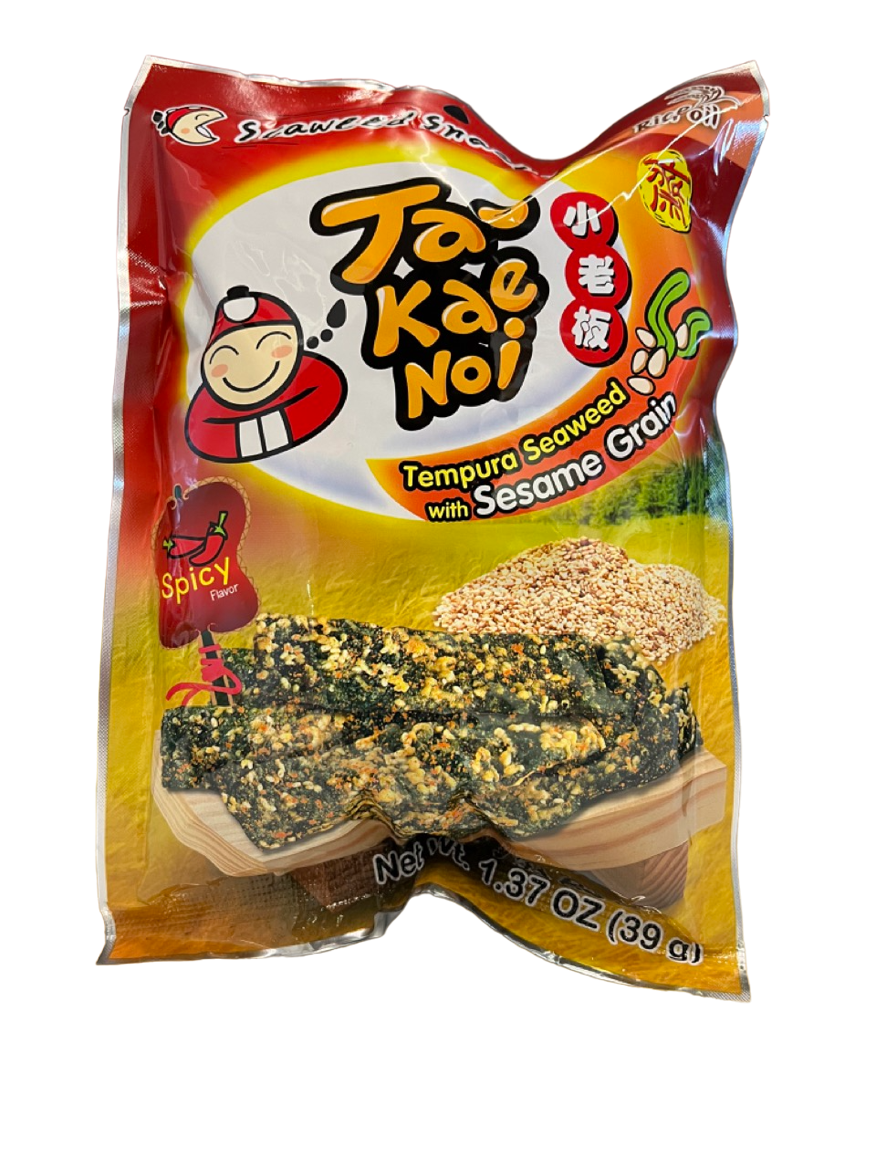 Tao Kae Noi - Tempura Seetangblätter scharf mit Sesam Körner Gelb - 39g