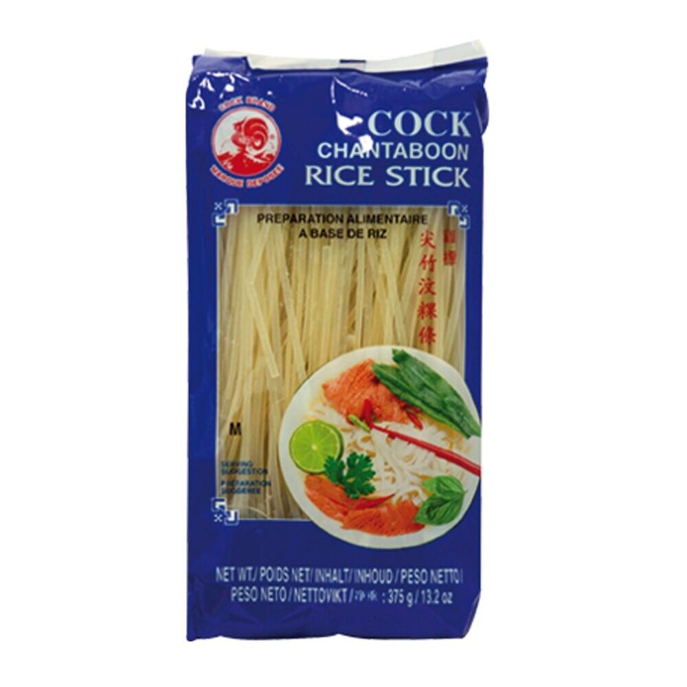 Reisnudeln 375 g Cock Brand Rice Reis Nudeln Chantaboon Rice Stick 3 mm