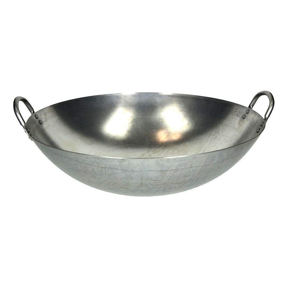 Wok Pfanne Ø 43cm runder Boden Doppelgriff Eisenpfanne 13cm hoch Modell 20035