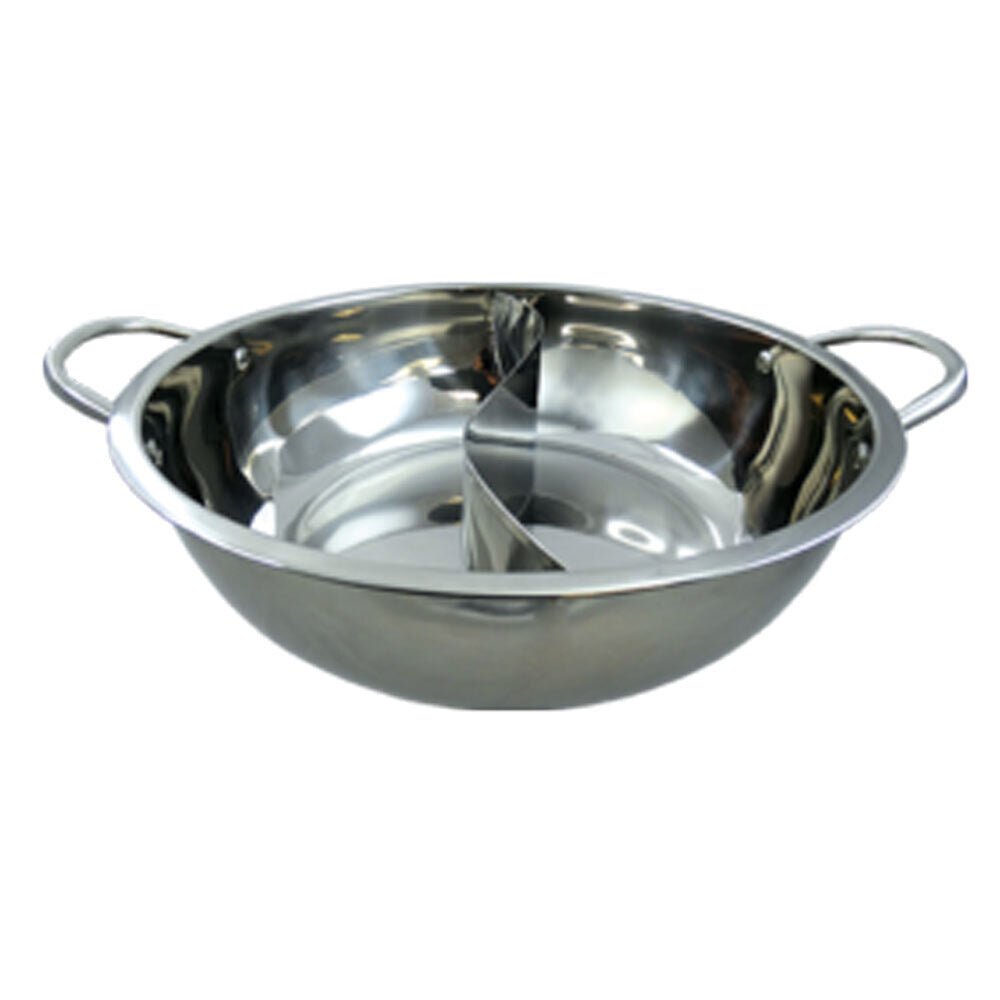 Ø 32cm Hot Pot Feuertopf Wok mit zwei Kammern flacher Boden Shabu Shabu Mod17284